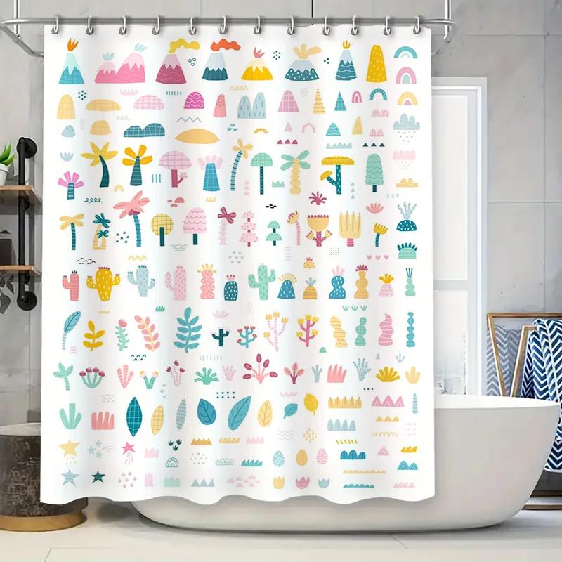 

Brighten up your bathroom with our adorable shower curtain featuring a whimsical jungle pattern in pastel colors Perfect for ki W90xH180cm