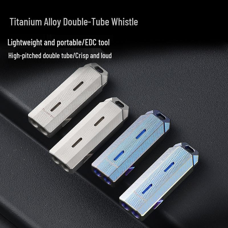 Titanium Alloy EDC Survival Whistle - High Decibel Double Hole for Outdoor Camping