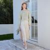Women's Gradient Green Wool Blend Off-Shoulder Knit Sweater