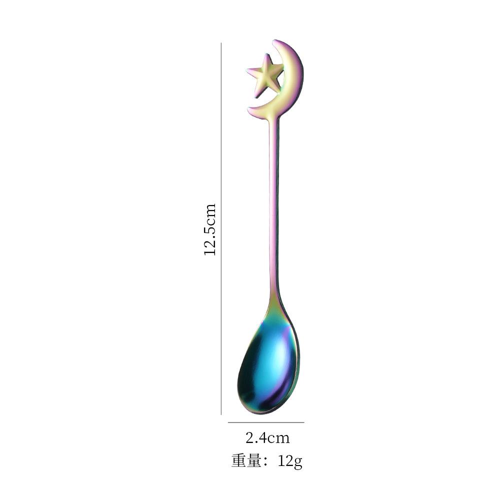 Star Moon Spoon Fork Stainless Steel Small Spoon Fashion Aternoon Tea Tableware Fruit Dessert Forks Coffee Tea Mixing Spoons
