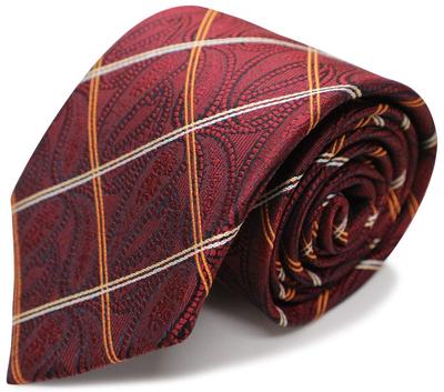 Michiko London Marke Hergestellt aus Seidenjacquard Gewebtes Paisleymuster Krawatte, Japan, 100% (Muster A Wein)