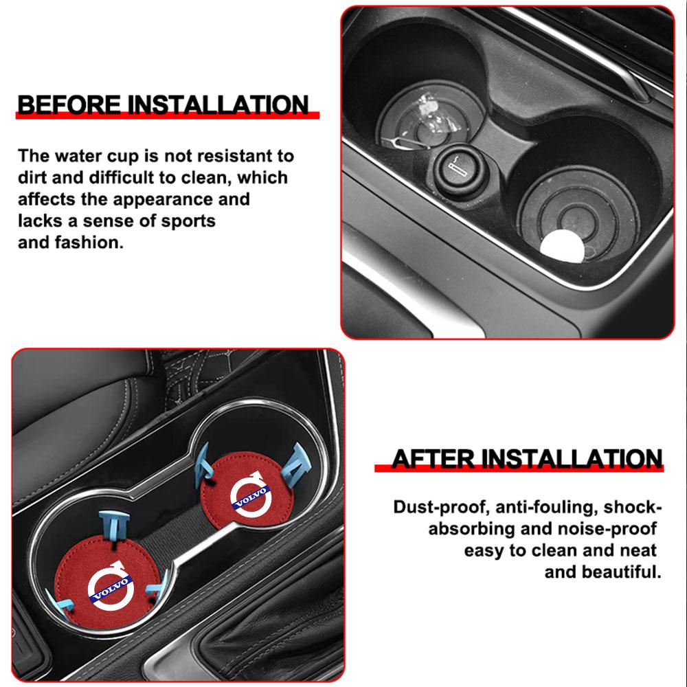 szwdr4 Car Anti-slip Pad Water Cup Holder Mat Bottle Auto Badge For Volvo Rdesign T6 AWD C30 C70 S40 S60 S70 S80 S90 V40 V50 V60 V70