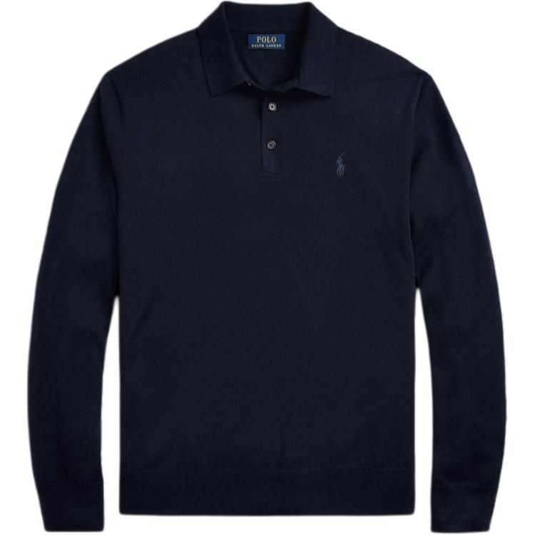 Polo Ralph Lauren Einfarbiges Logo Gestrickter Pullover Herrenpullover Hunter-Tiefblau MNPOSWE16821901-400