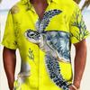 Men's Simple Hawaiian Print Button-Down Shirt -, Summer Vacation and Resort Wear