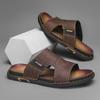 Chinelo Masculino de Couro para Exterior Moderno e Legal de Verão Antiderrapante Sapatos de Praia Chinelos Vintage Modernos para Homens Sandálias Leves Antiderrapantes