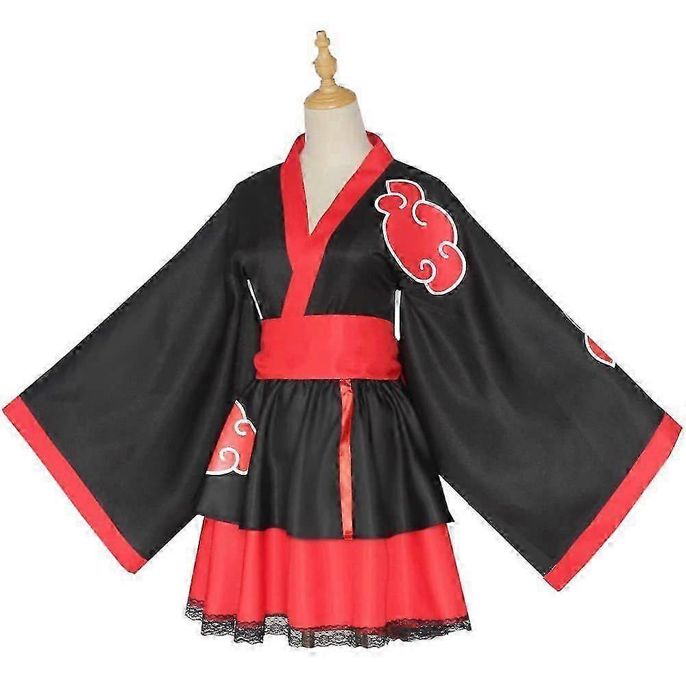 Sieviešu Naruto Akatsuki Kimono Kleita Anime