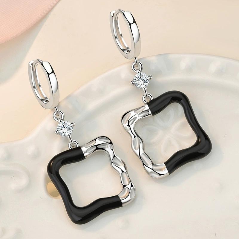 Personalized New Irregular Geometry Earrings Fashion Versatile French Earring Exaggerated 925 Silver Ear Buckle For Female