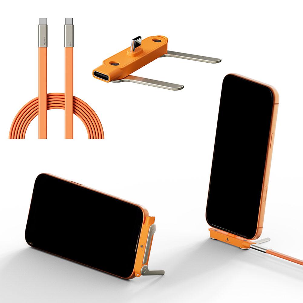 240W Magnetic Type-C Charging Cable With Stand Fast Charging & Data Transfer, Phone Holder For Gaming, For IPhone Samsung Laptop