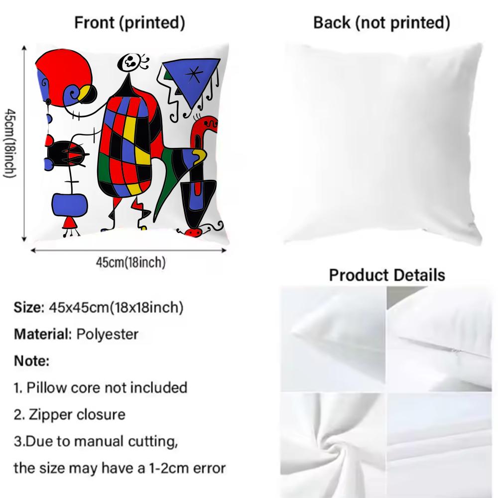 J-Joan M-Miros Art Cushion Cover Home & Car Dual-Scene Pillow Cover: Reversible For Premium Comfort