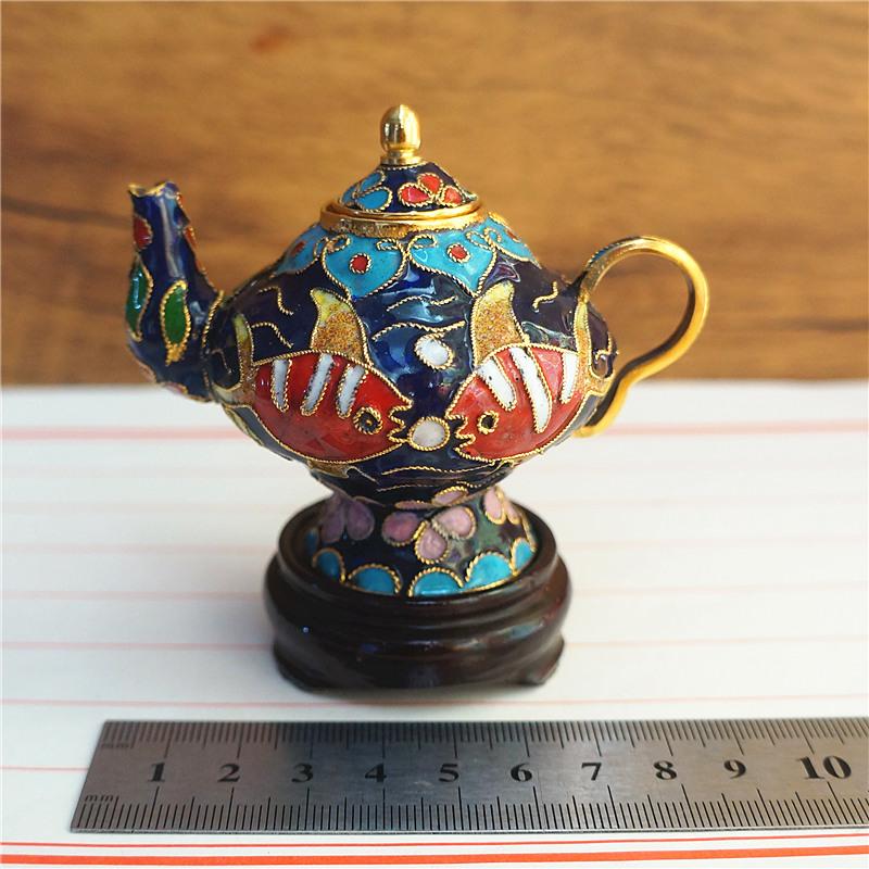 Vintage Cloisonné kleiner Topf Seltenes Antikes Kupfer Emaille Kunstwerk Heimdekoration