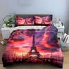 Eiffel Tower Sunset Travel Set  Kid'S And Adults' Bedroom Decor, Exquisite Three-Piece Bedding Set Gift