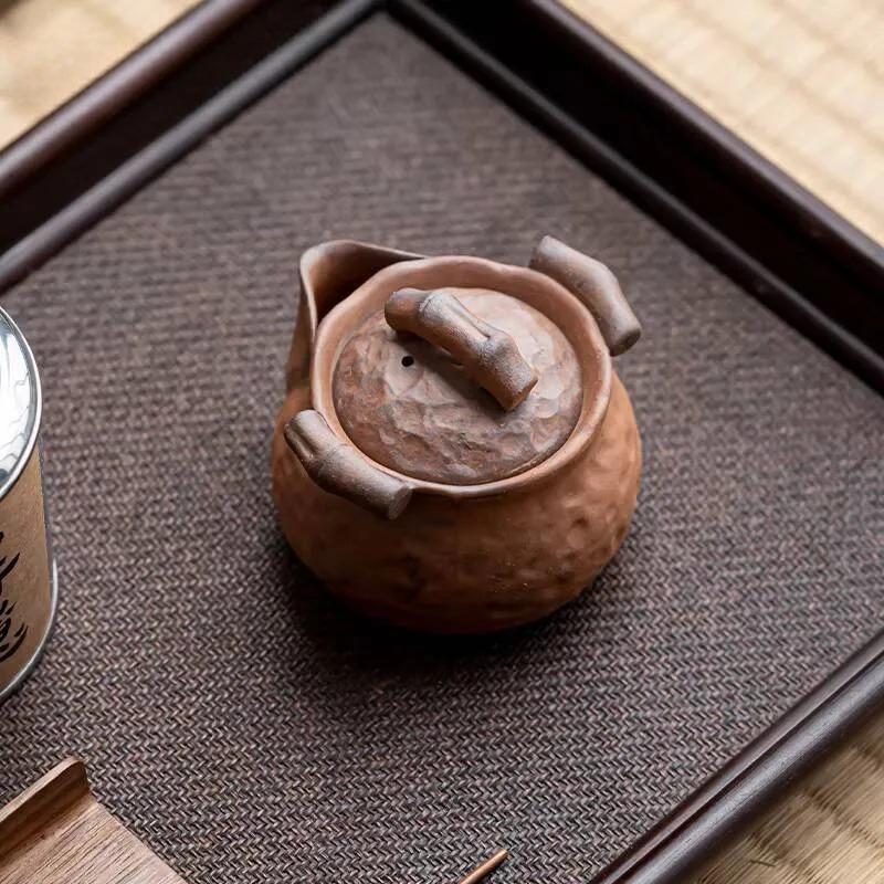 Handmade Rough Old Rock Mud  Teapot Boutique Small Size Pot Tea Maker Kettle with Ball Hole Chinese Tea for Tea Ornaments Gifts