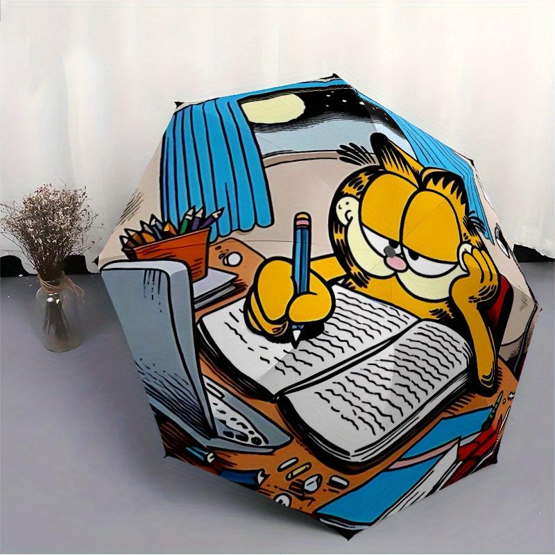 Garfield Study Night Automatic Open/Close Windproof Umbrella Folding Umbrella,Portable Compact Perfect Gift for Birthday, Christmas0809167