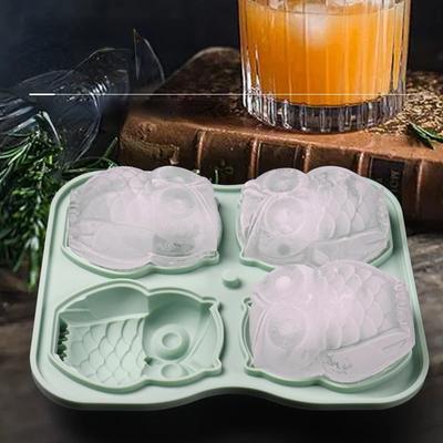 4-Piece Owl Ice Ball Moulds  Animal Ice Lattice Cat Head Food Grade Silicone Ice Cube Molds Home Kitchen Hotel Creative Tools