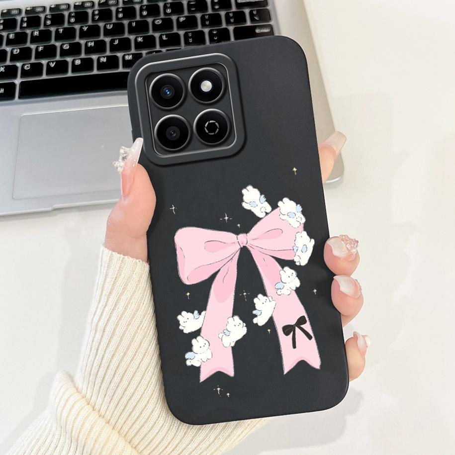 Shockproof Case For Honor X7c Cover HonorX7c 4G Funda Fashion Bowknot Marble Soft Liquid Silicone Cases For Honor 200 Smart Etui