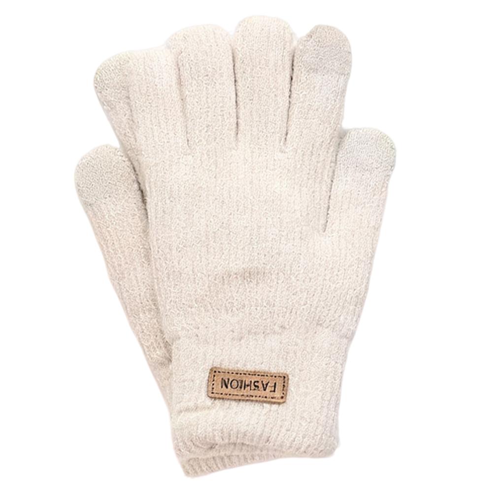Women s Knitted Warm Plush Gloves Fashionable and Versatile Elastic Cuff Soft Warm Cycling Gloves Thermal Knitted Driving Gloves бежевый