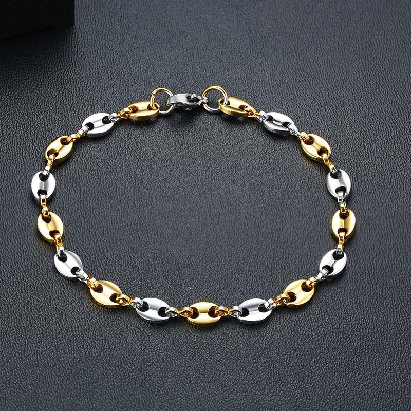 

Stainless Steel Coffee Beans Link Puffed Marina Chain Necklace For Mens Womens Fashion Jewelry