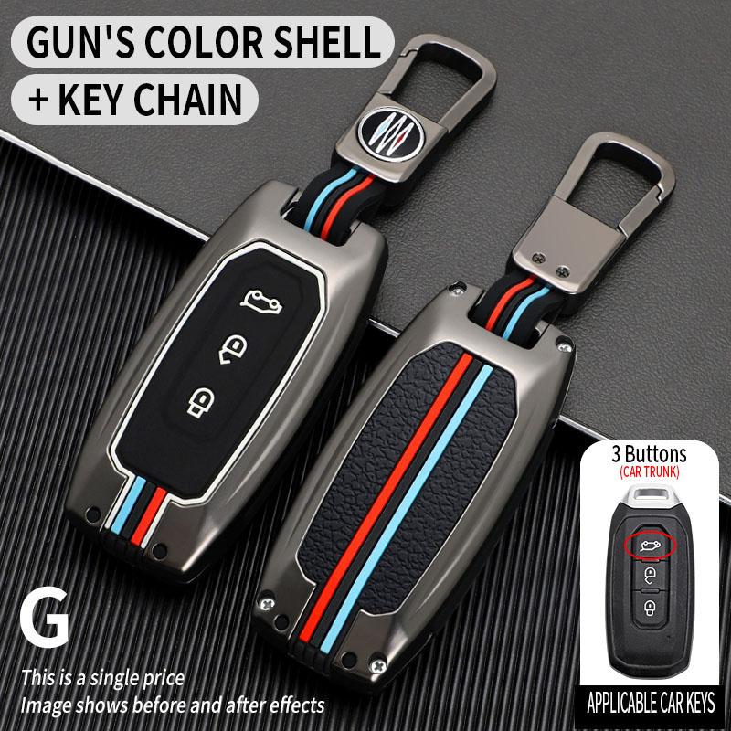 3 Buttons Zinc alloy + Silicone Car Key Case Cover Ford Territory 2019 2020 2022 2023 2024 Car Protection Keychain accessory