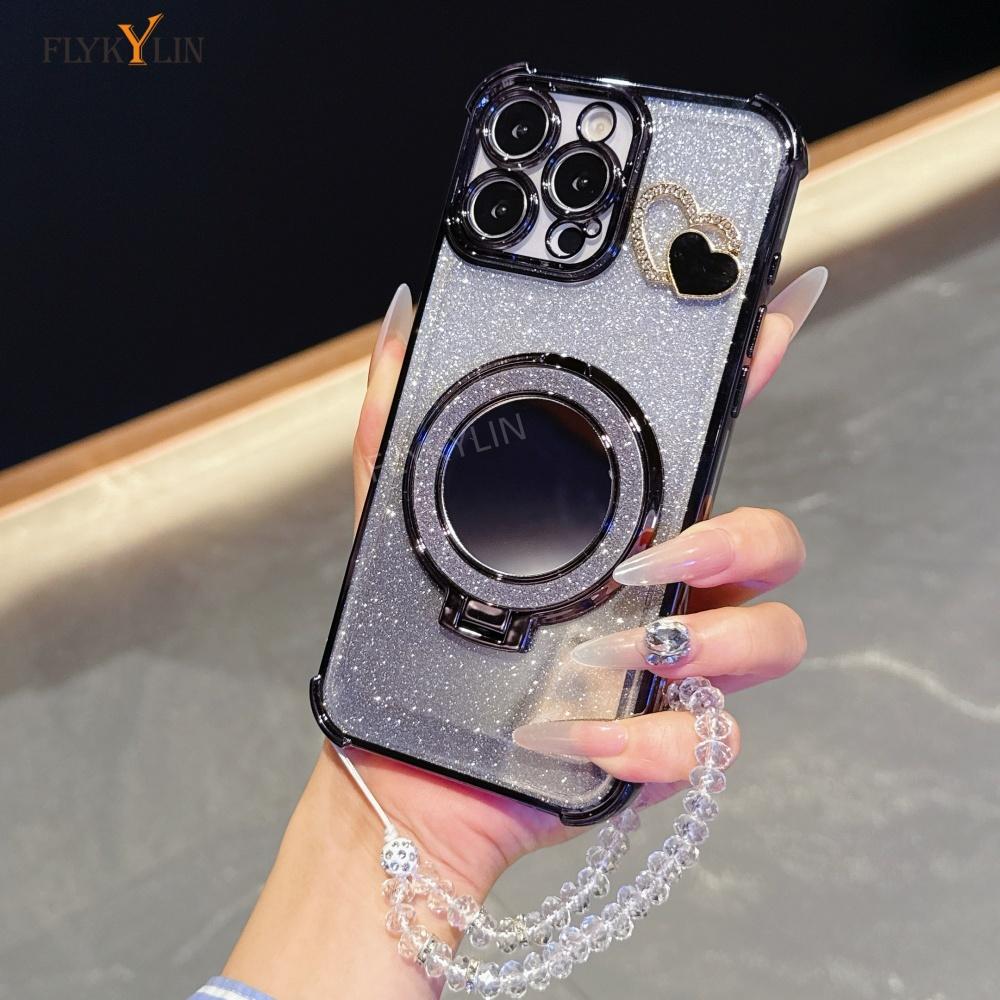 

FLYKYLIN Shockproof Plating Phone Case For Samsung S25 S24 S23 S22 S21FE S21 S20 Plus Note 20 10 Mirror Magnetic Holder Cover Samsung Note 10