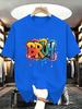 2026 New Fashion Unisexs Bruh Graffiti Print Tshirt Crew Neck Short Sleeve Colorful Casual Streetwear Top For Unisex Clothes