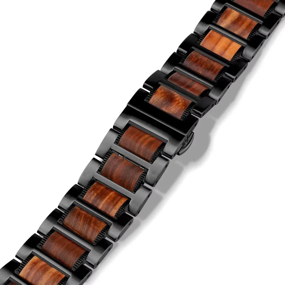 22mm Rosewood+Metal Strap For Garmin Forerunner 965 265 255 265 970 570 Stainless Steel Bracelet For Garmin Venu 4 3 2 Wristband