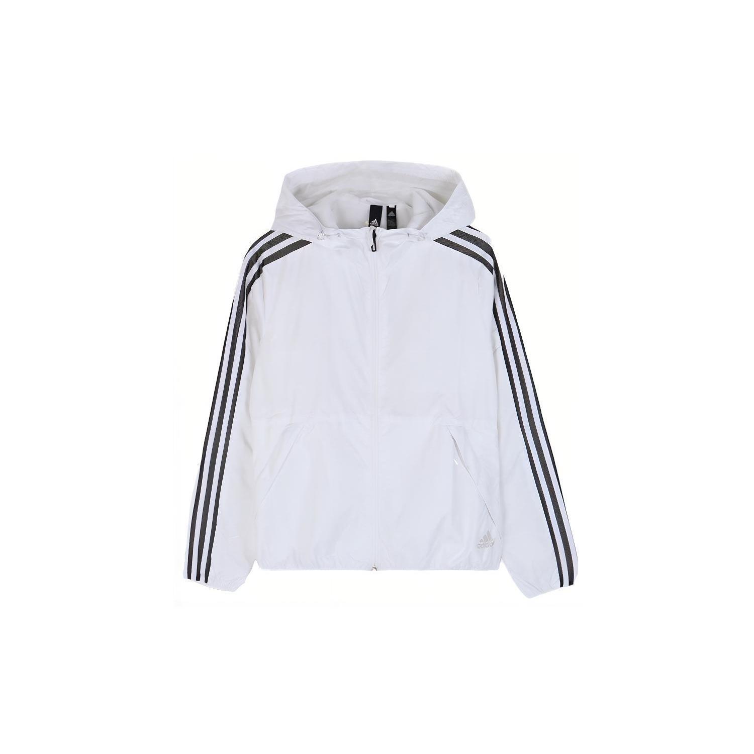 (WMNS) adidas Plaid Applique Windtight Hooded Jacket Coat White Women s EH3901 S