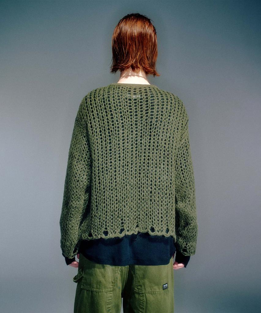 Beikeonteuakaibeu Men Guppy Net Layered Knit Khaki