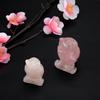 Rose Quartz Carved Owl Shaped Decor Pink Crystal Healing Stone Gemstone Decoration (1.5in)