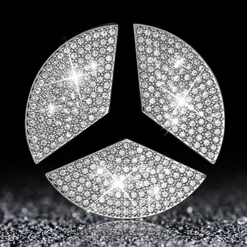 HXA1 1PC 45/50mm Car Steering Wheel Emblem Crystal Diamond Sticker Mercedes Benz A B C E Class GLA CLA GLC GLK GLE Series Accessories