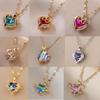 ZAKOL Gorgeous Colorful Zircon Love Heart Pendant Necklace For Women Fashion Stainless Steel Neck Chain Zircon Gift