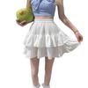 Plus Size Ruffle Princess A-line Skirt - High Waist, Fluffy, and Slimming for Spring/Summer