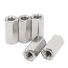 5PCS M10 Hex Coupling Nut Stainless Steel Rustproof Silver Connector Nut for Bolts Studs