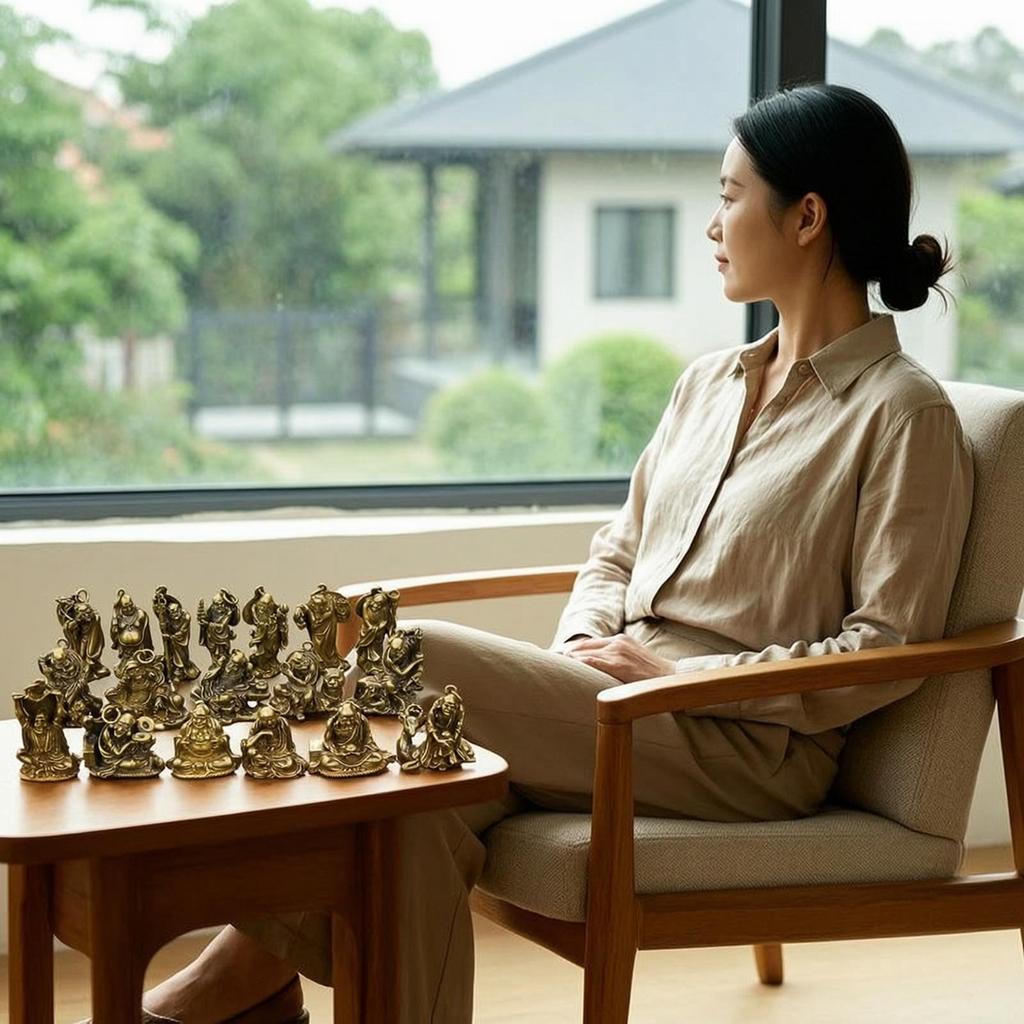 18 Pieces Arhat Figurines Solid Brass Buddhist Statues AntiqueStyle with Hanging Loop for