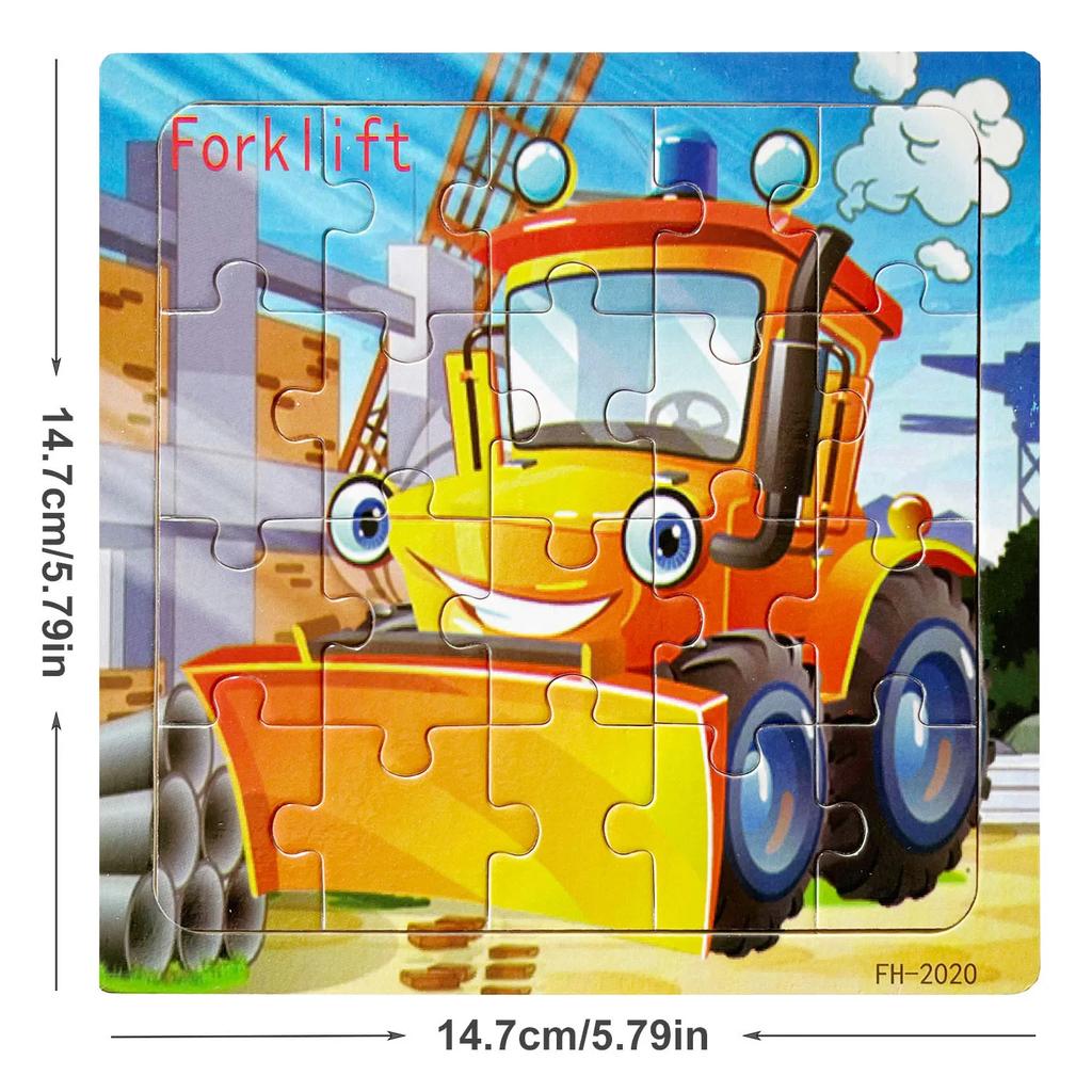 14.7cm/5.79in Wooden Jigsaw Puzzles Cartoon Animals Pattern Montessori Games Kids Educational Learning Wood Toys for Children