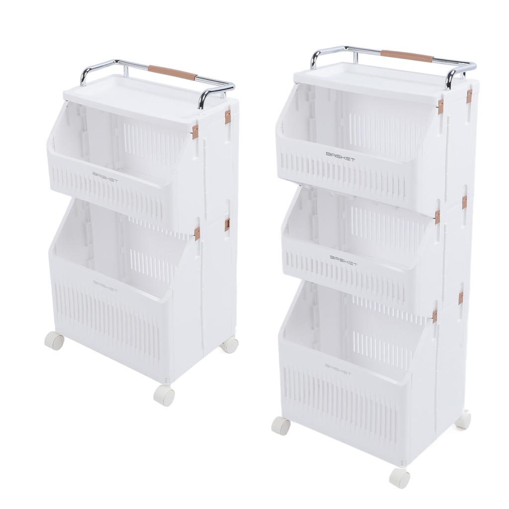 Carrello Portaoggetti a Rotelle Multifunzione Organizer a Rotelle Pieghevole per Bucato con 4 Ruote