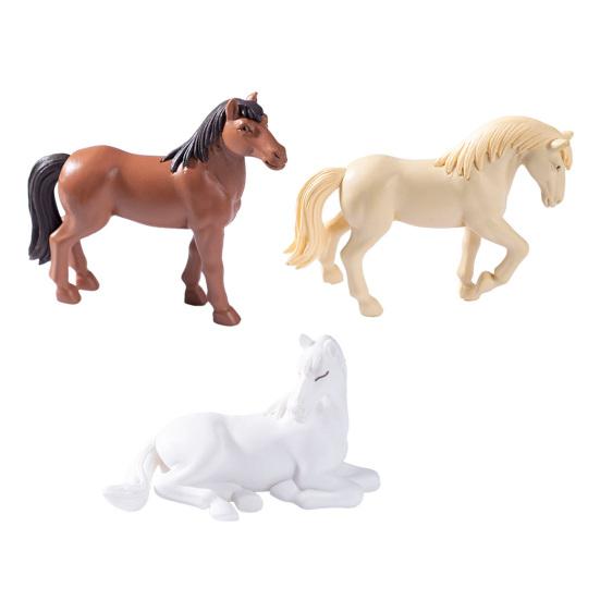 3 ks Miniatury koní Mini zvířecí figurky Stolní mini sošky koní pro DIY pohádkovou zahradu Mikro krajinná dekorace
