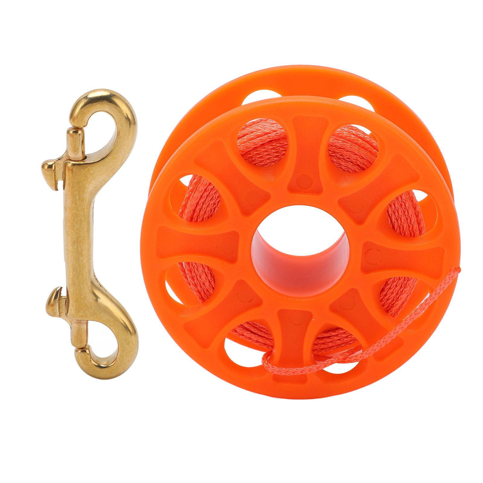 30M Scuba Diving Reel Scuba Diving Finger Spool with Double Ended Bolt Snap Clip Fluorescent Orange Wire оранжевый