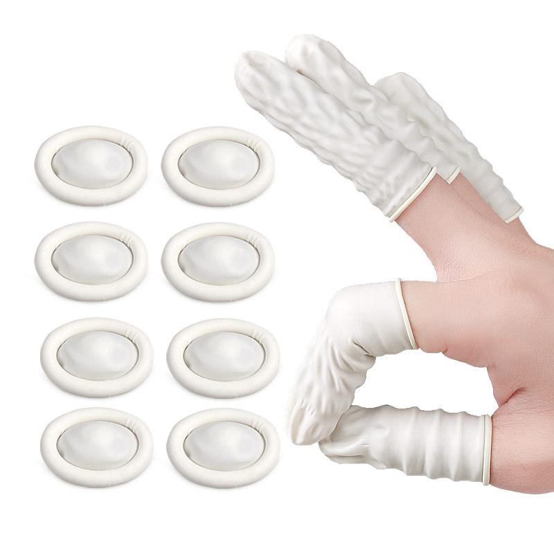 White Latex Powder-free Dust-free Anti-static Finger Cover, Beauty Manicure Pattern Embroidery Disposable Non-slip Finger Cover