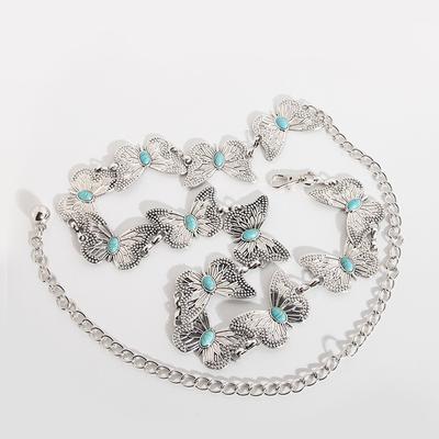 The New Butterfly Metal Sweet Women's Waist Chain Spring Dress Is Versatile with A Small Daisy Silver Belt