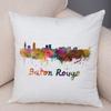 Watercolor City Skyline Cushion Cover Global Landmarks Art Print Soft Linen Living Room Bedroom Home Decor Pillow Case