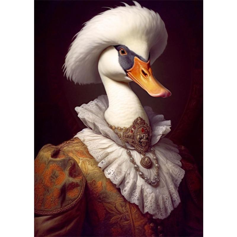 Vintage Lion Swan Zebra Snow Leopard Deer Elephant Animals Wearing Noble Attire Posters Canvas Print Painting for Home Decor