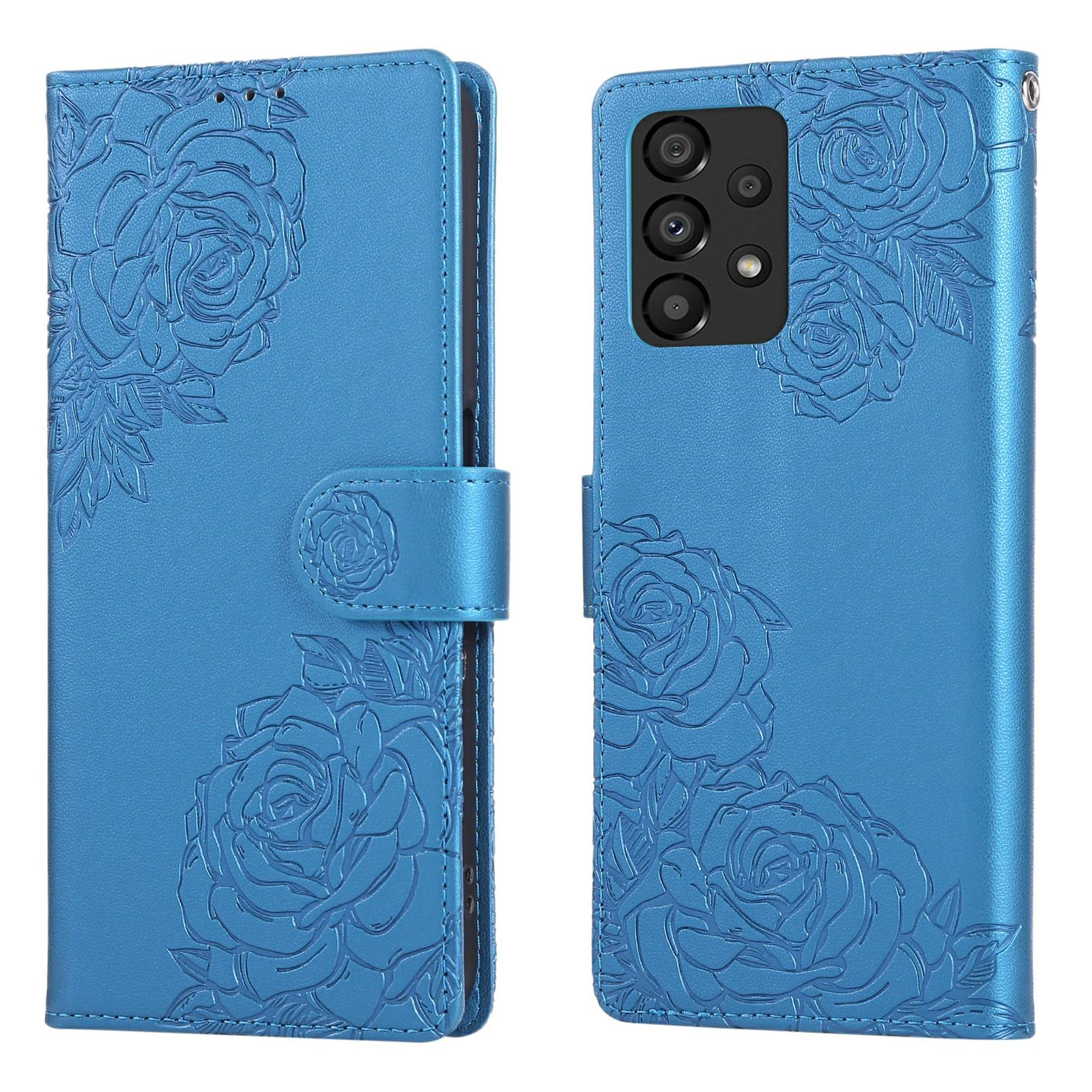 

Для Samsung Galaxy A23 5G (Глобальна версія)/A23 4G Чохол Рожева Квітка PU Шкіра Гаманець Чохол для Телефону з 3 Відділеннями для Карт Blue