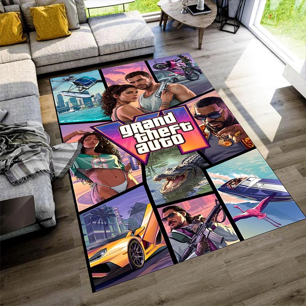 Grand Theft Auto Fußmatten Design für Flur Außenbereiche Schlafzimmer Eingangsbereich Rutschfester Teppich Büro Heimdekoration Spirituelles Geschenk