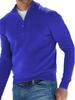 New Men's Autumn V-Neck Long Sleeve Plush Zipper Casual Polo Shirt