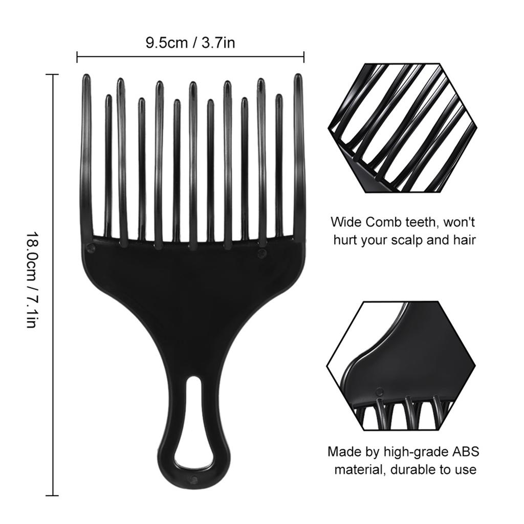 1Pc Hair Comb Insert Afro Hair Pick Comb Hair Fork Comb Plastic High & Low Gr Comb Hairdressing Styling Tool Black for Man & Woman