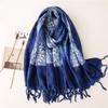 Ethnic Tie-Dye Blue & White Cotton-Linen Scarf: Mori Girl Travel Shawl & Literary Accessory