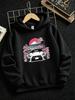 Children Boys Girls Spring Autumn Pullover Hooded Sweatshirt Long Sleeve Top Japanese Racing Car Cherry Blossom Fuji Mountain Scenery Print Clothing R
