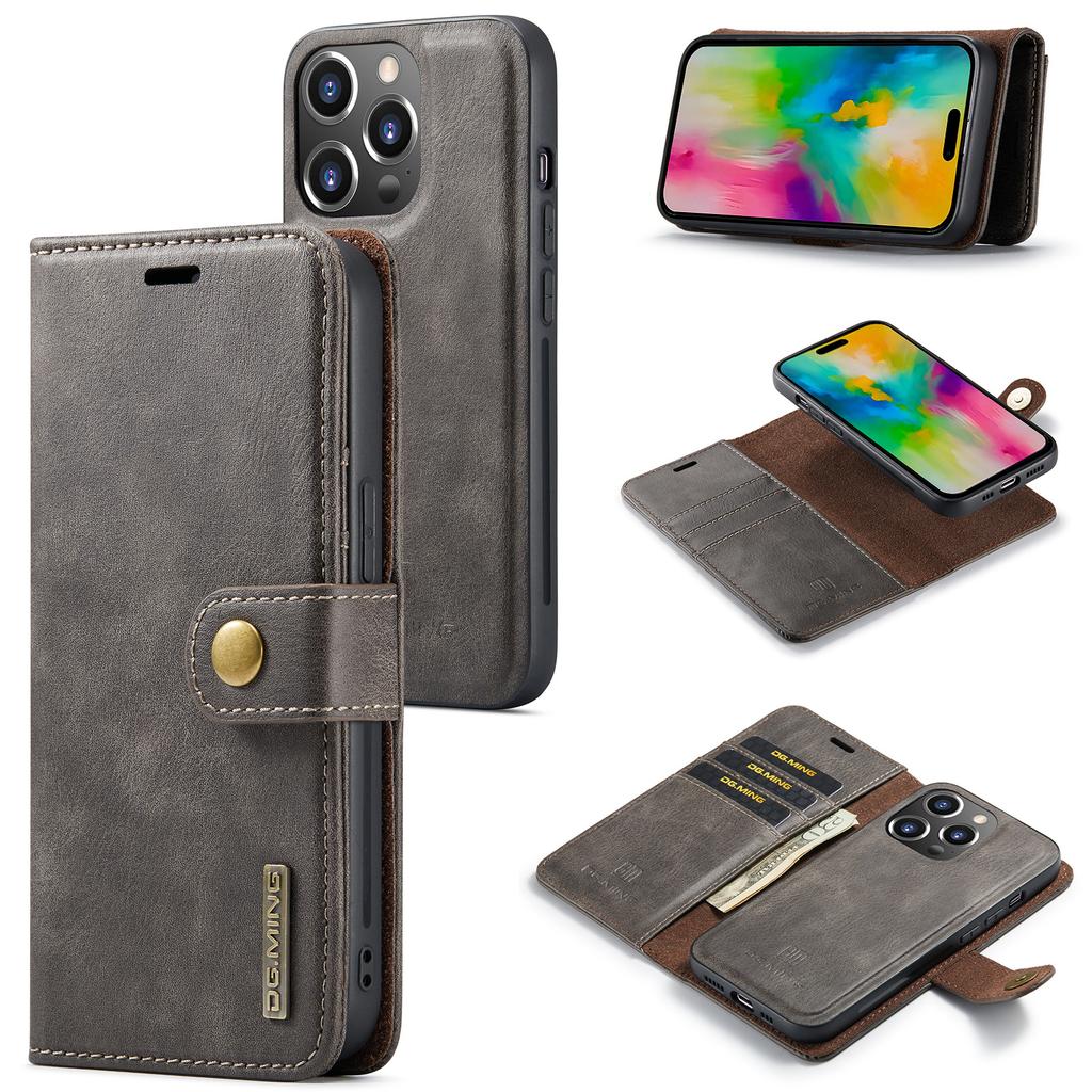 DG.MING for iPhone 16 Pro Max Case Detachable Split Leather Phone Cover