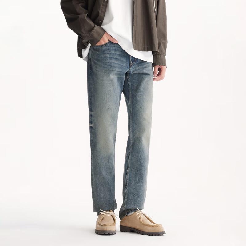 JACK&JONES Men's Embroidered Straight Fit Washed Denim Jeans