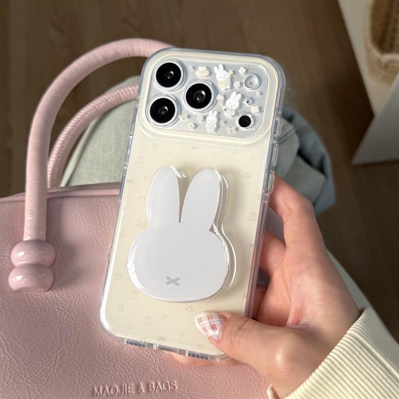

Cartoon Rabbit Big Head Stand iPhone 17/16 Pro Max/15 Pro Girly Case Apple 17 Pro